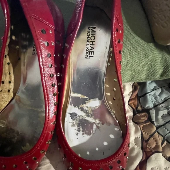Michael Kors Red Studded Flats - Picture 1 of 4